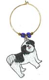 black and white shih tzu puppy wine charm